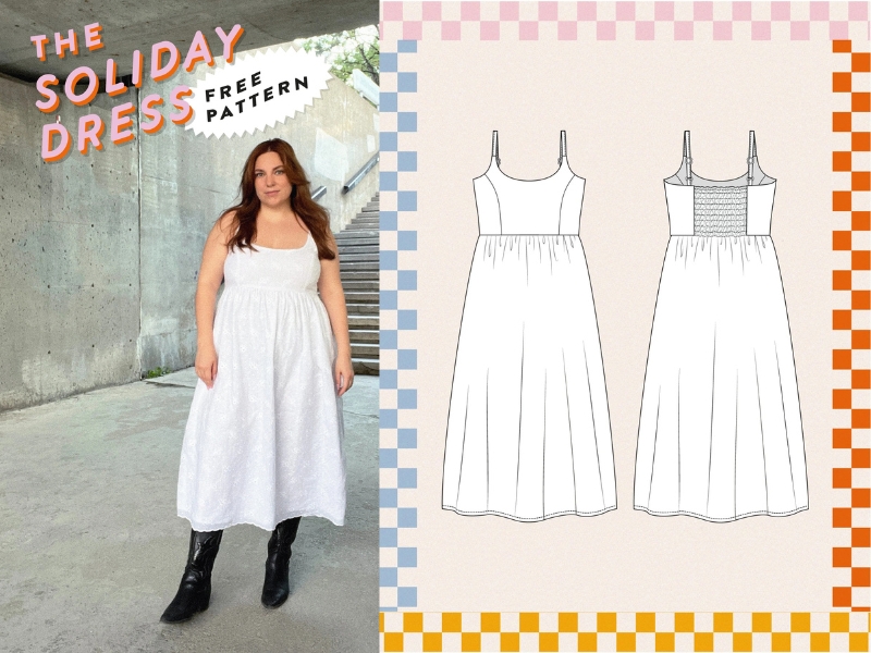 Les Perlines Soliday dress is a free sewing pattern